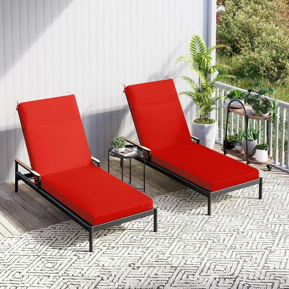 Bantal Kursi Santai Luar Ruangan - 80L x 26W x 4D, Busa Berdensitas Tinggi, Tahan Air dan Perlindungan dari Pudar UV