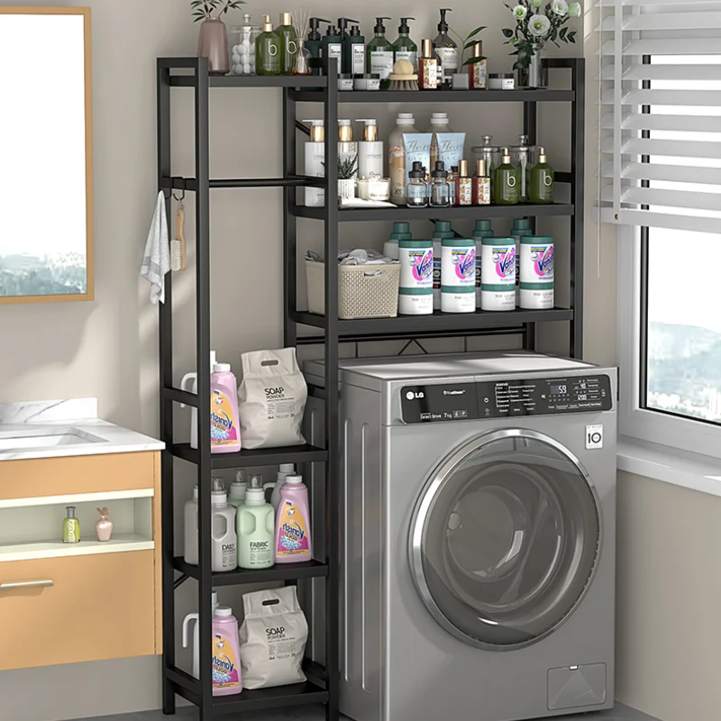 Bathroom Washing Machine Storage Rack with Side Rack Bathroom Large Capacity Storage Rack Bathroom Cabinets