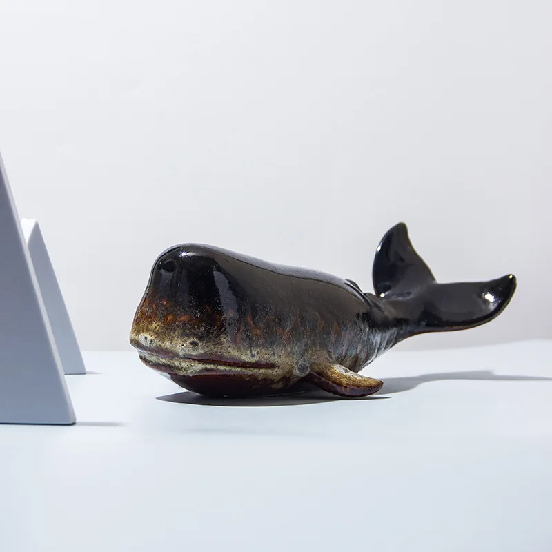 Simulated Whale Statue Room Aesthetic Decoration Ceramic Sculpture Modern Handicrafts Porcelain Decoration Desktop Ornaments
