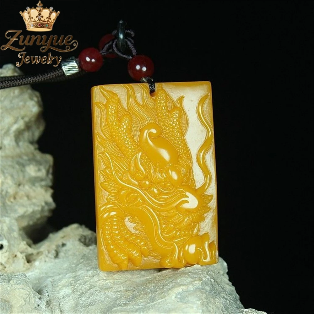 

Natural Hetian Jade Yellow Jade Zodiac Dragon Jade Pendant Luxury Quality Jewelry Best Selling Fashion Jewelry Exquisite Charms