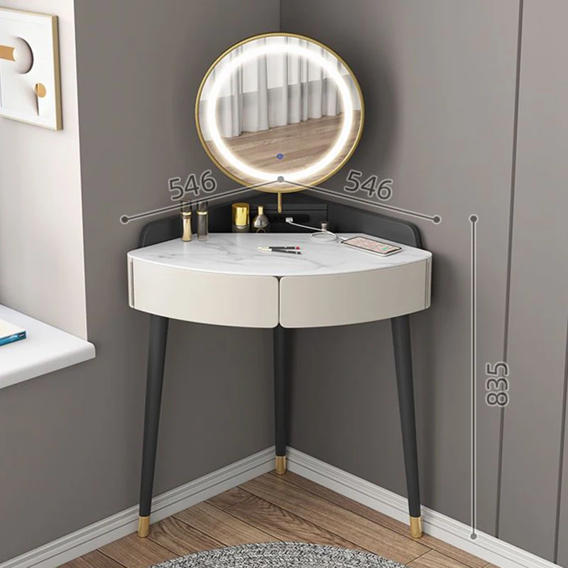 Triangle Corner Dressing Table Small Apartment Wall Corner Rock Board Storage Bedroom Small Corner Makeup Table With Mirror