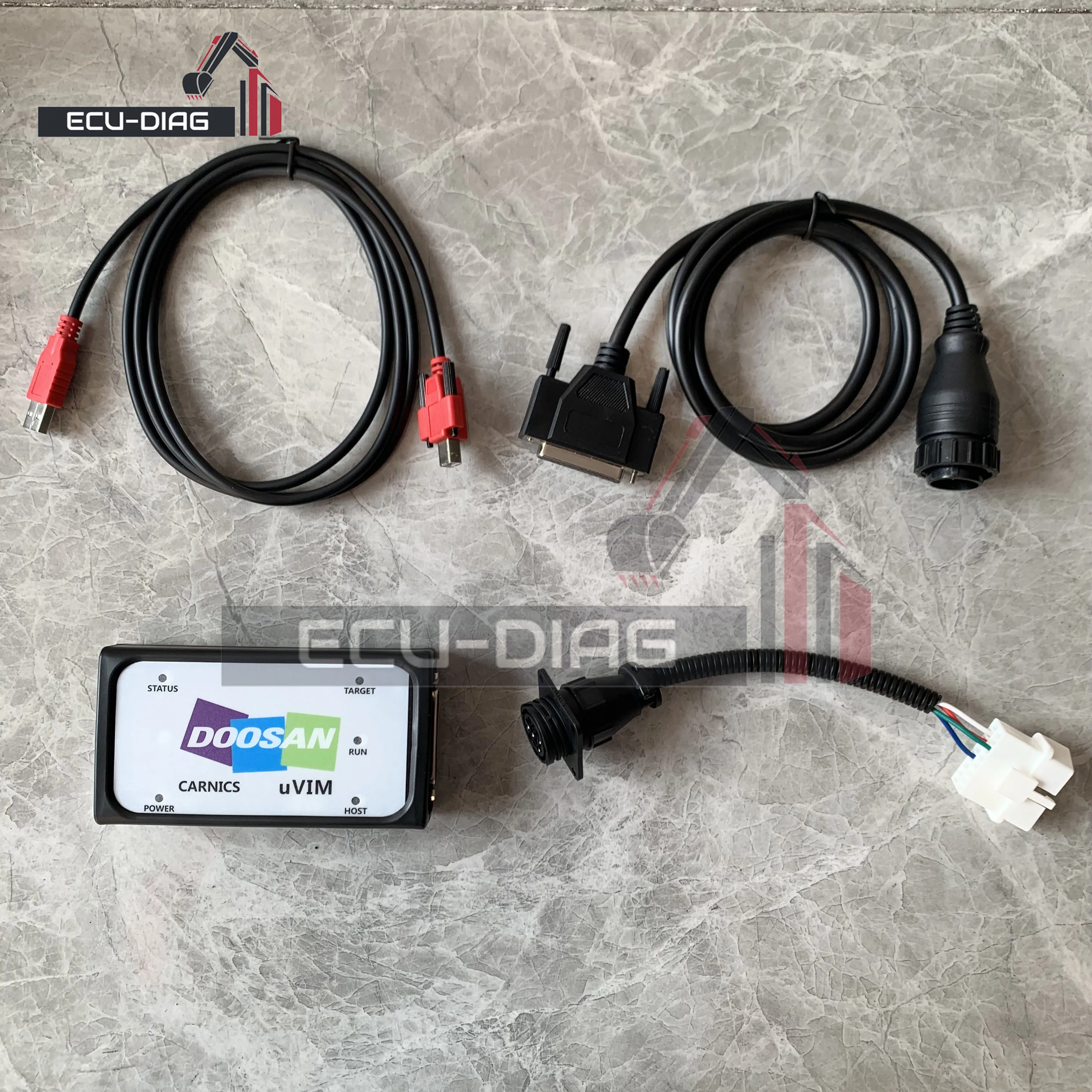 

Диагностический инструмент для экскаватора DOOSAN uVIM, вилочного погрузчика, обнаружение неисправностей двигателя, интерфейс OBD DDT DCU, сканер ЭБУ 2016 2023, программное обеспечение