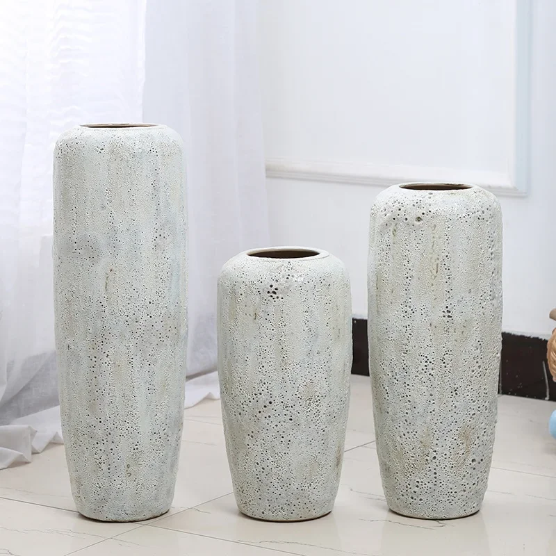 Jingdezhen floor-to-ceiling vase large white modern minimalist ceramic decorative ornaments guest view porch dried flower arrang