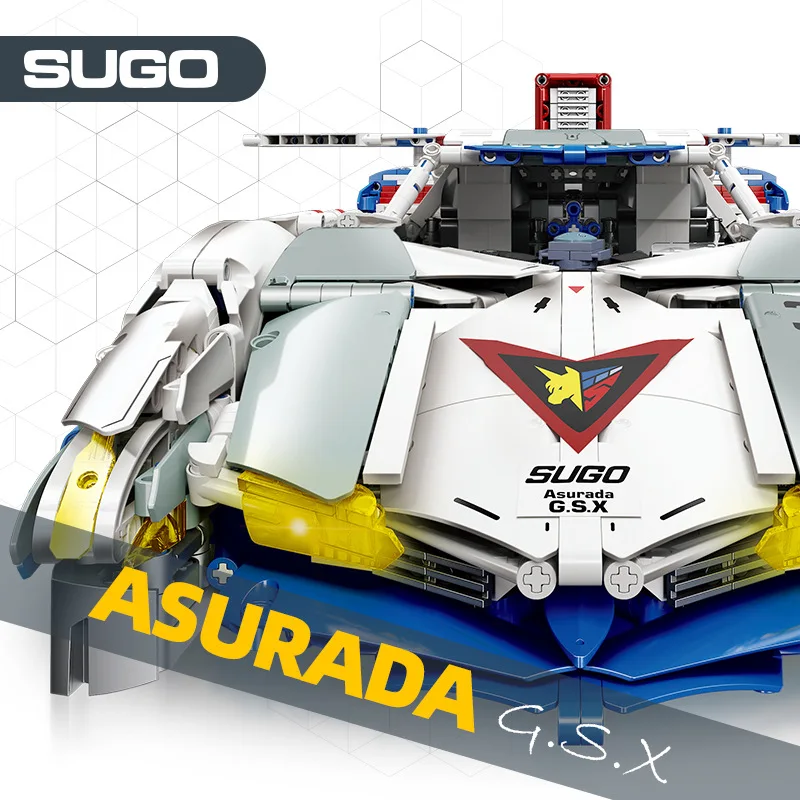 Technical 1:8 Scale Anime Super Car Asurada GSX Building Block Vehicel Bricks Formula Racing Model Toys Collection For Gifts