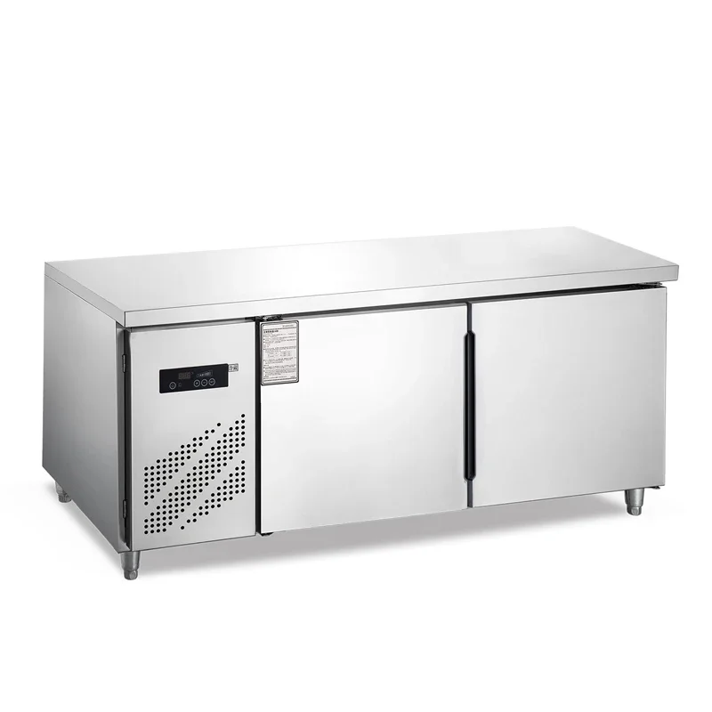 Stainless steel under bar refrigerator milk tea coffee operation worktop freezer prep table fridge