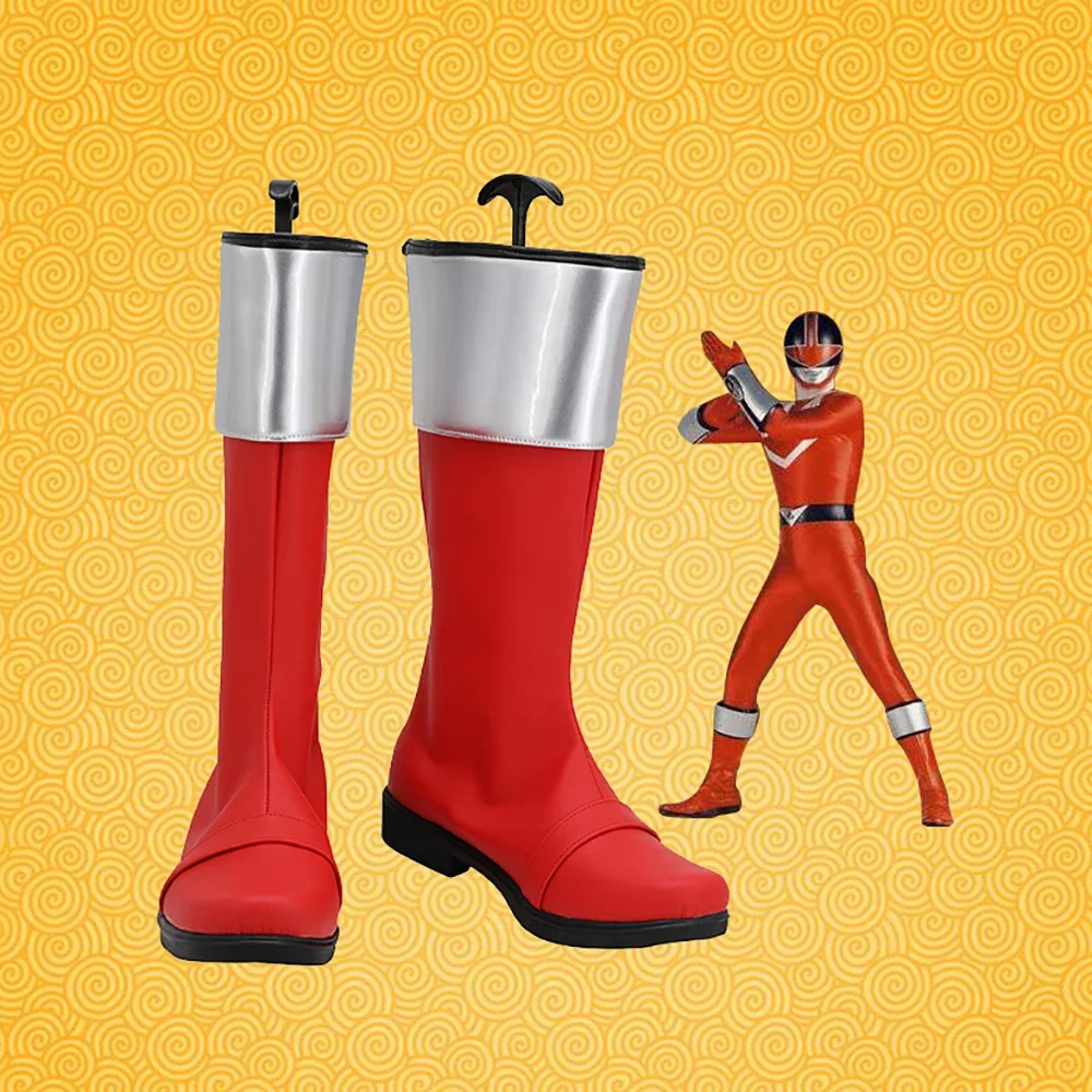 Mirai Sentai Timeranger botas de Cosplay con temporizador, zapatos rojos hechos a medida