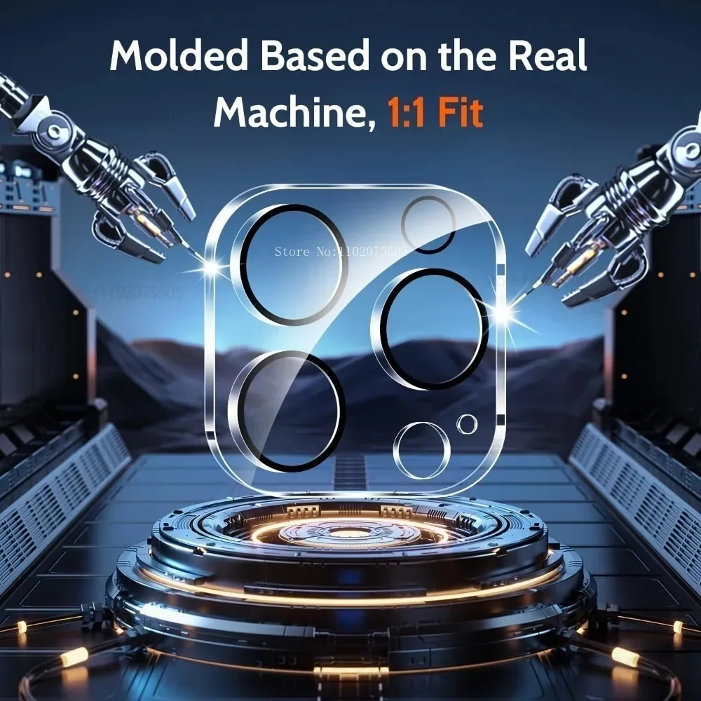 ฟิล์มกระจกนิรภัยขอบดำ 3 ชิ้น + ฟิล์มกันรอยเลนส์กล้อง 3 ชิ้น สำหรับ iPhone 17 Pro 17 Promax 16E 15 Promax 14 Plus Air 11 12 13 Mini