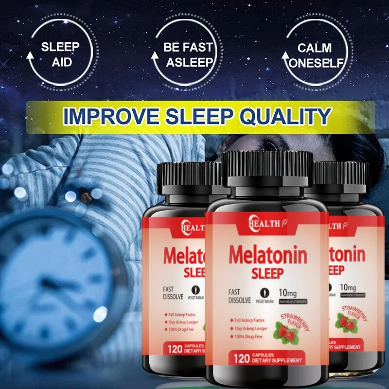 Melatonin 10mg 120 Capsules Pure 10mg Per Serving NonGMO GlutenFree