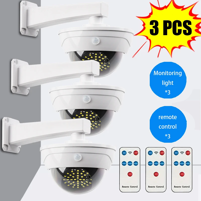 

3pcs solar-powered simulated human body infrared sensing monitoring light, three lighting modes, remote control, life waterproof