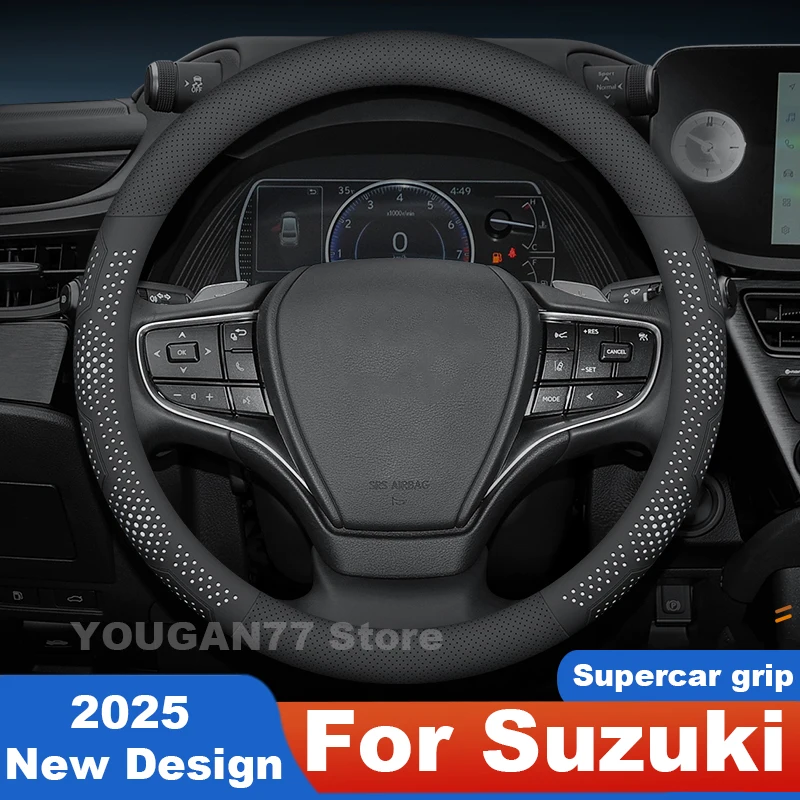 

For Suzuki Swift Steering Wheel Cover Leather Non-slip Fit Suzuki gsxs1000 Burgman 400 Celerio Solio XL7 Jimny 2024 Accessories