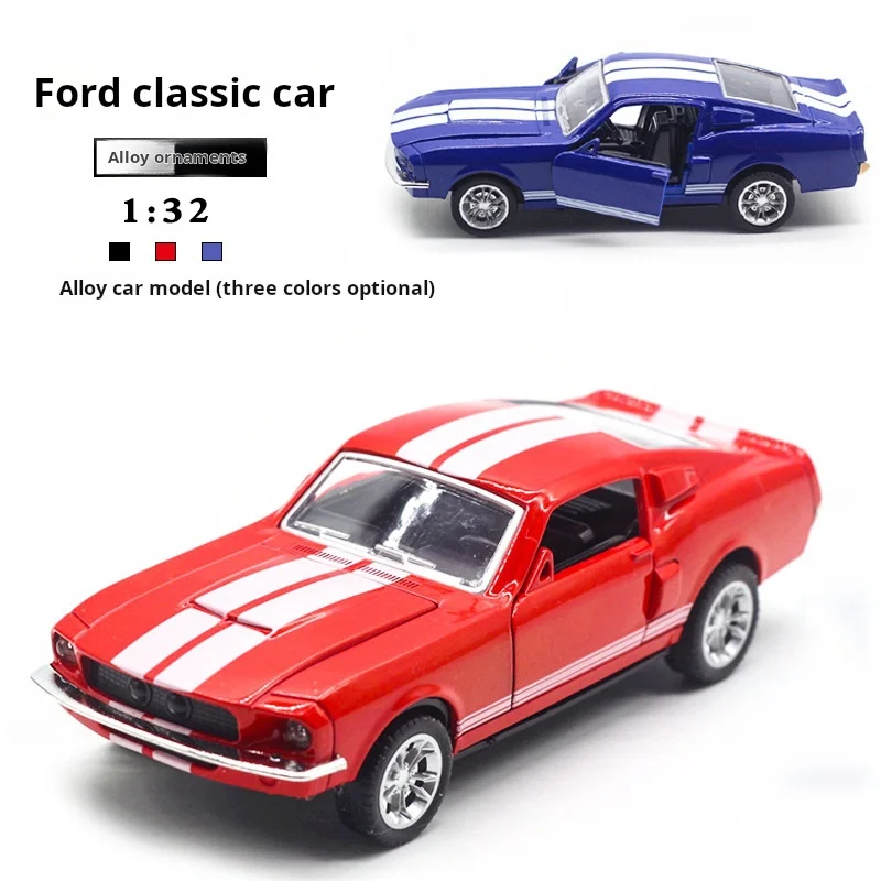 1:32 Alloy Diecast Mustang GT Classic Vintage Car Model Pull Back Car Miniature Vehicle Replica For Collection Gift for Kid