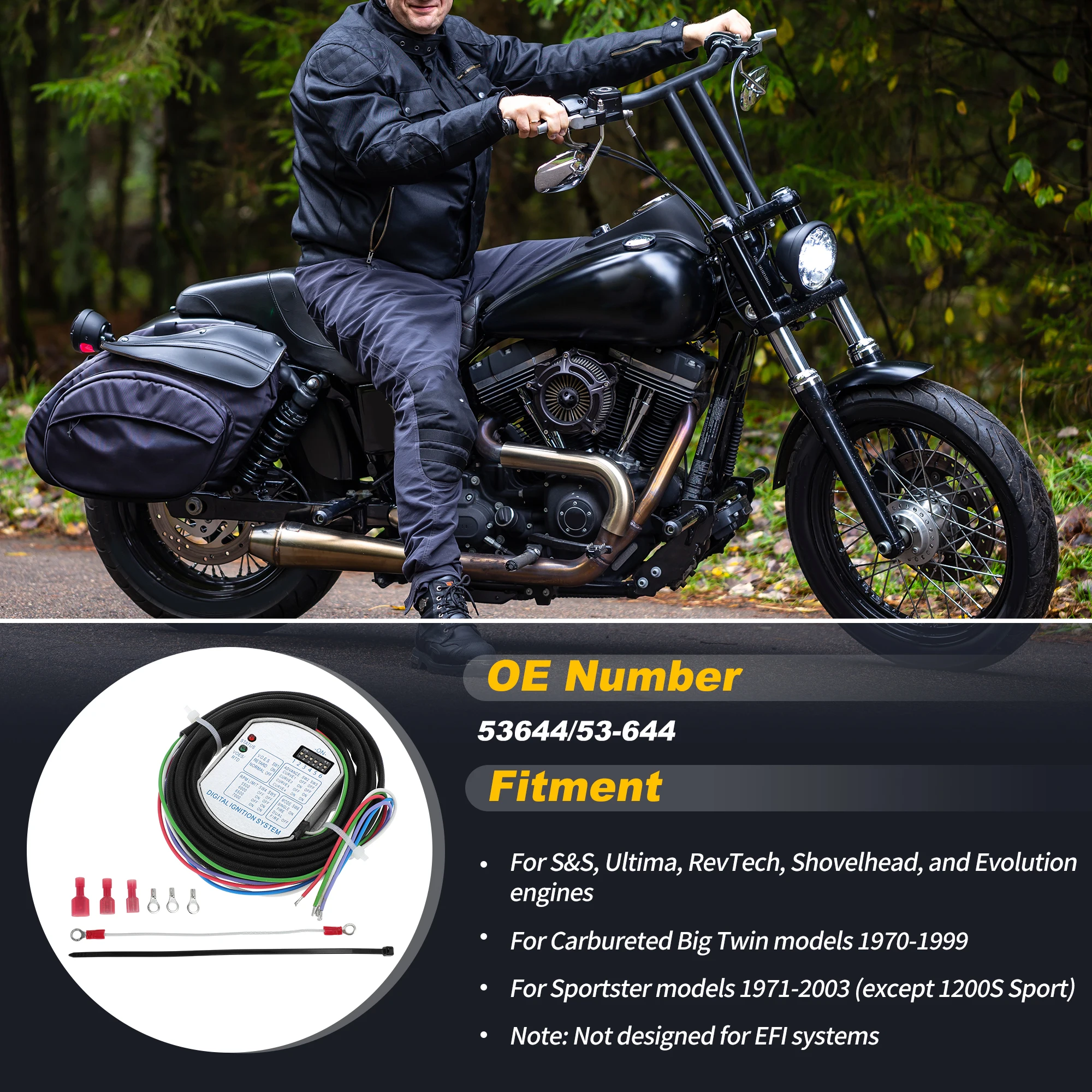 X Autohaux No.53644 Programmable Single Fire Electronic Ignition Module for Harley-Davidson