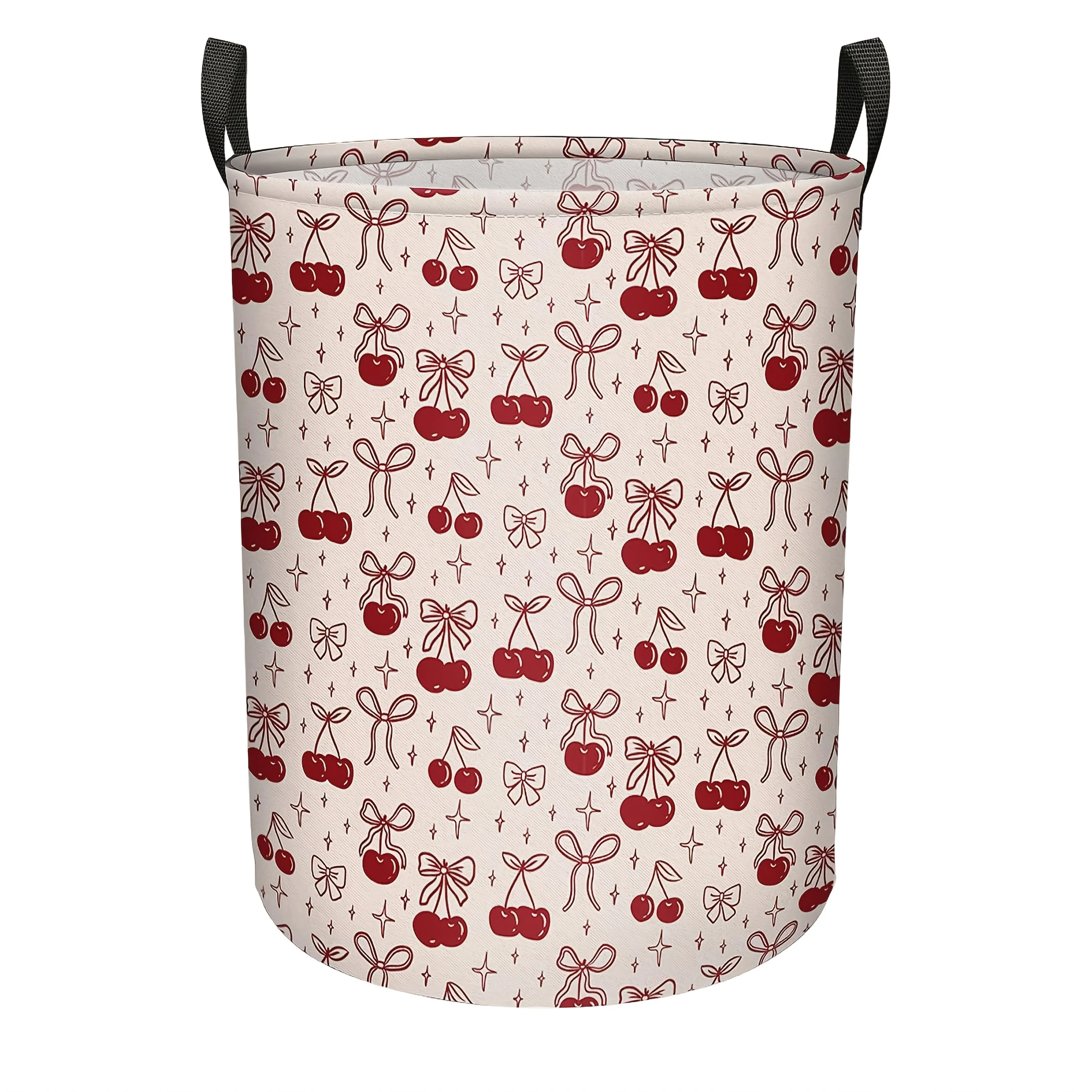 Cherry Bow Large Laundry Basket Laundry Hamper Clothes Storage Bucket Organizer for Nursery Office Organizer Home Decor