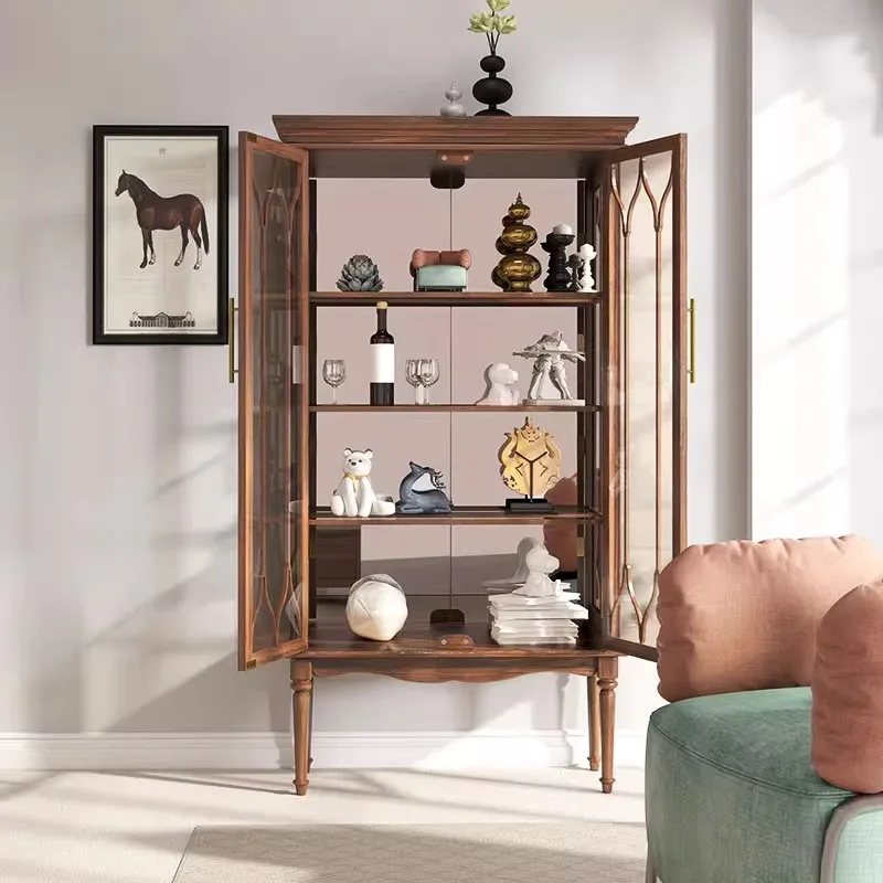 

Display cabinet Tea room Glass bookcase Living room Light luxury high-end customized Italian light luxury wine cabinet