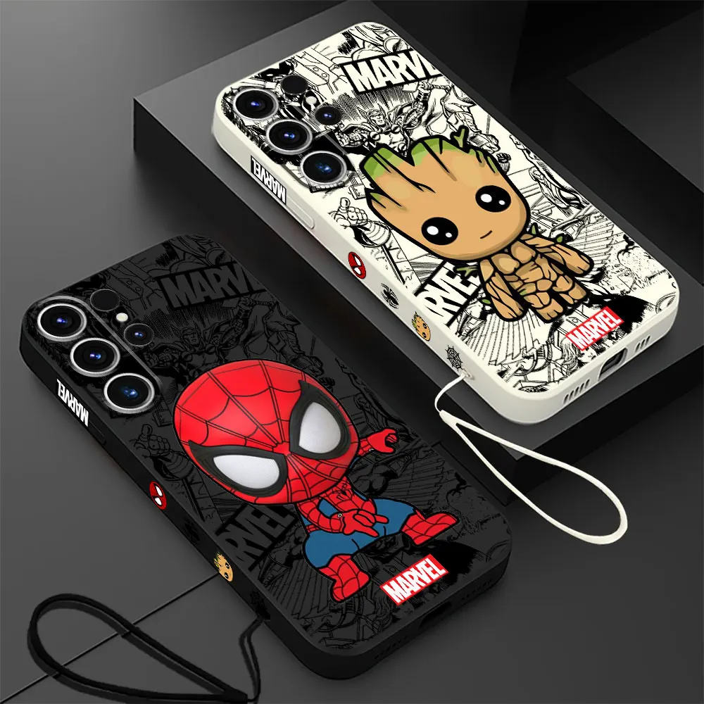 Etui na telefon Xiaomi Redmi Note 12 10 10T 11 12S 7 9S 8 9 10 Pro 5G 9T Cartoon Marvel Groot Spiderman Cover