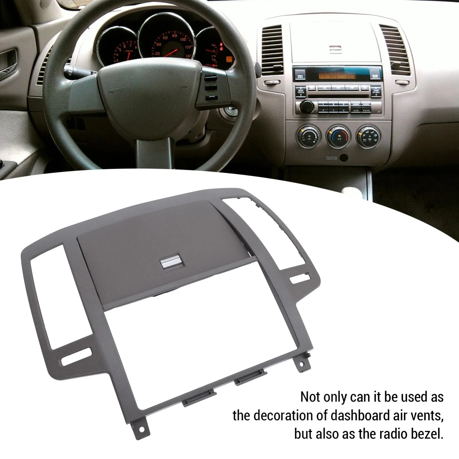 Center Dash Radio Bezel Decorative Wearproof Replacement For Altima 2005 To 2006 Third Generation Facelift Instrument Panel Trim