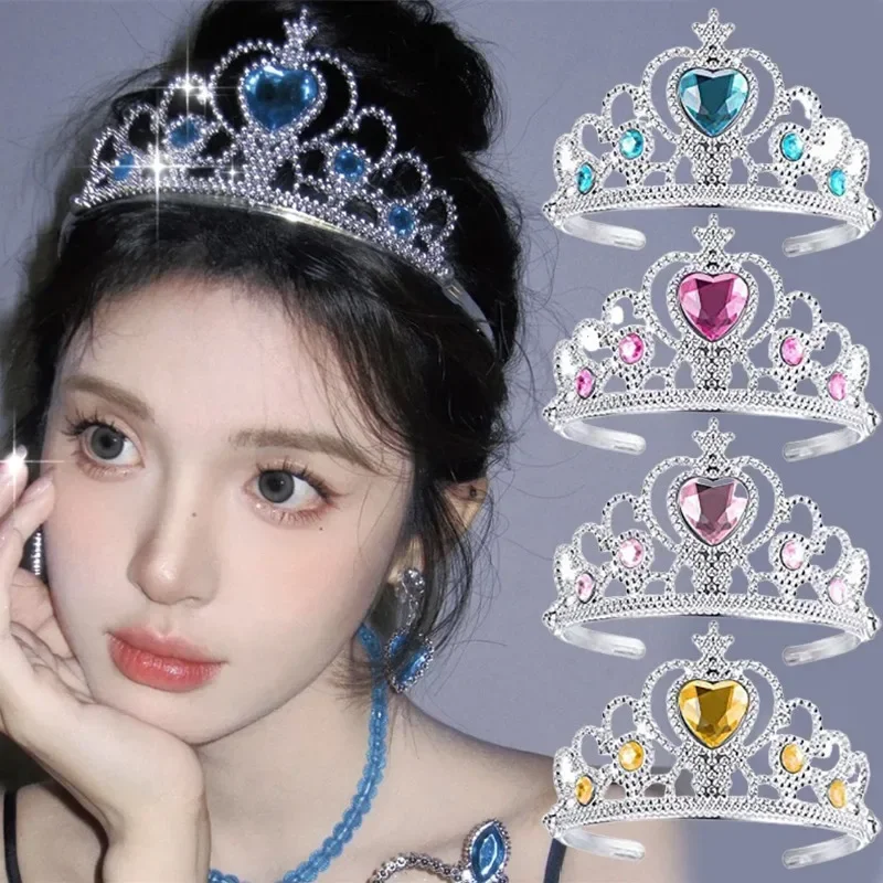 Girls Wedding Queen King Hairband Pink Tiaras Crowns Head Jewelry Accessories Women Hair Ornament Blue Birthday Crown Hairband