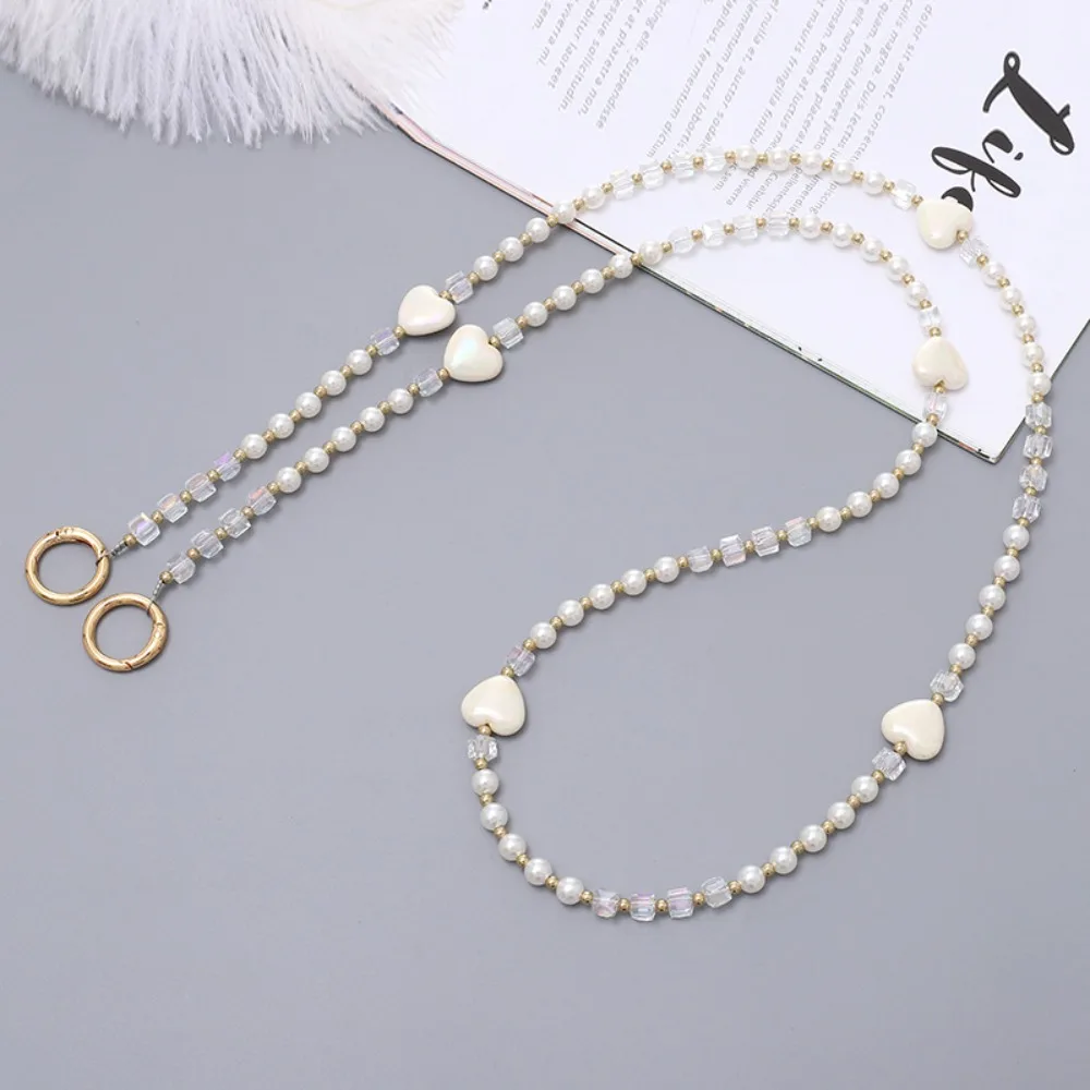 

With Patch Beaded Crossbody Phone Chain Love Heart Bag Chain Mobile Phone Crossbody Strap Colorful Anti Loss Phone Neck Straps