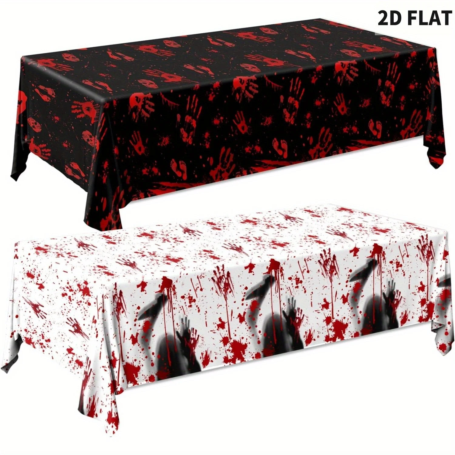 

2D FLAT 1pc 2D FLAT Bloody Handprint Tablecloths/Tablecovers, 2 Colors to choose, Scary Palm Halloween Decorations