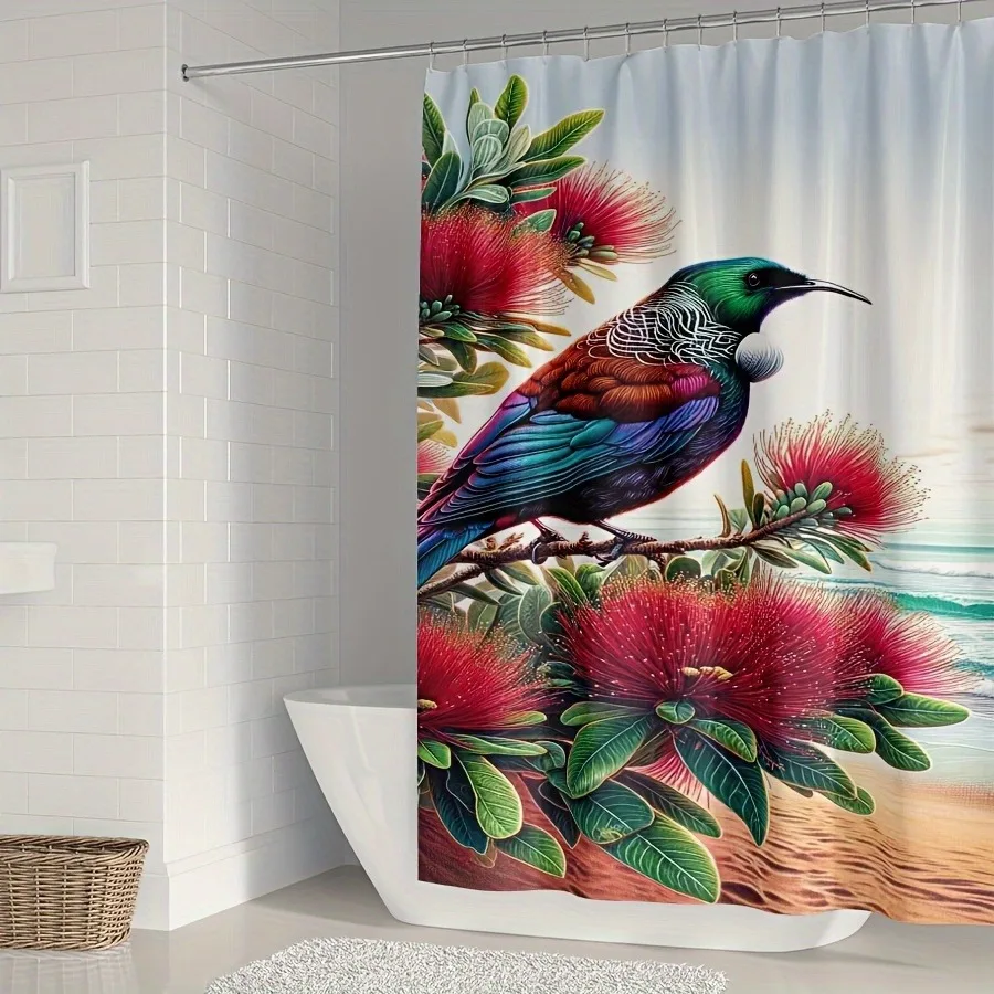 

Акварельные пляжные цветы и птицы занавеска для душа моющаяся грязеотталкивающая насадка для душа водонепроницаемая полиэстеровая занавеска для ванны