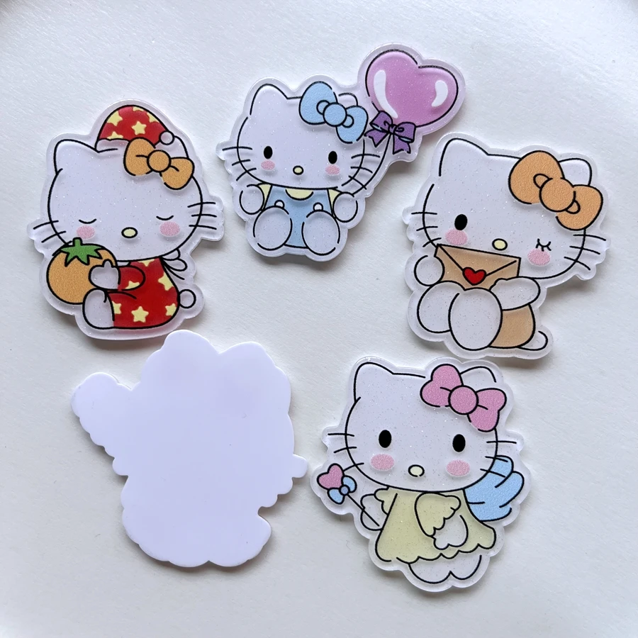 Simpatici accessori acrilici Hello Kitty Sanrio Kawaii Anime Accessori gioielli fai da te Custodia per telefono fatta a mano Decorazione forcina per cartoni animati