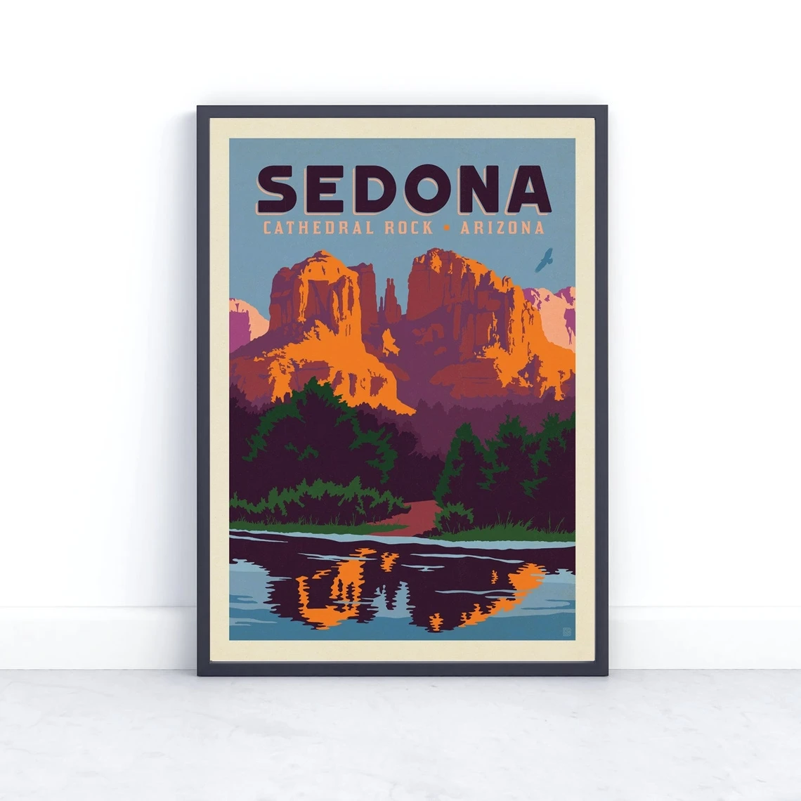 Sedona AZ Travel Poster, Cathedral Rock Vintage Art Print, Travel Gifts For Dad, Home Office Wall Art Print Decor, Souvenir #6
