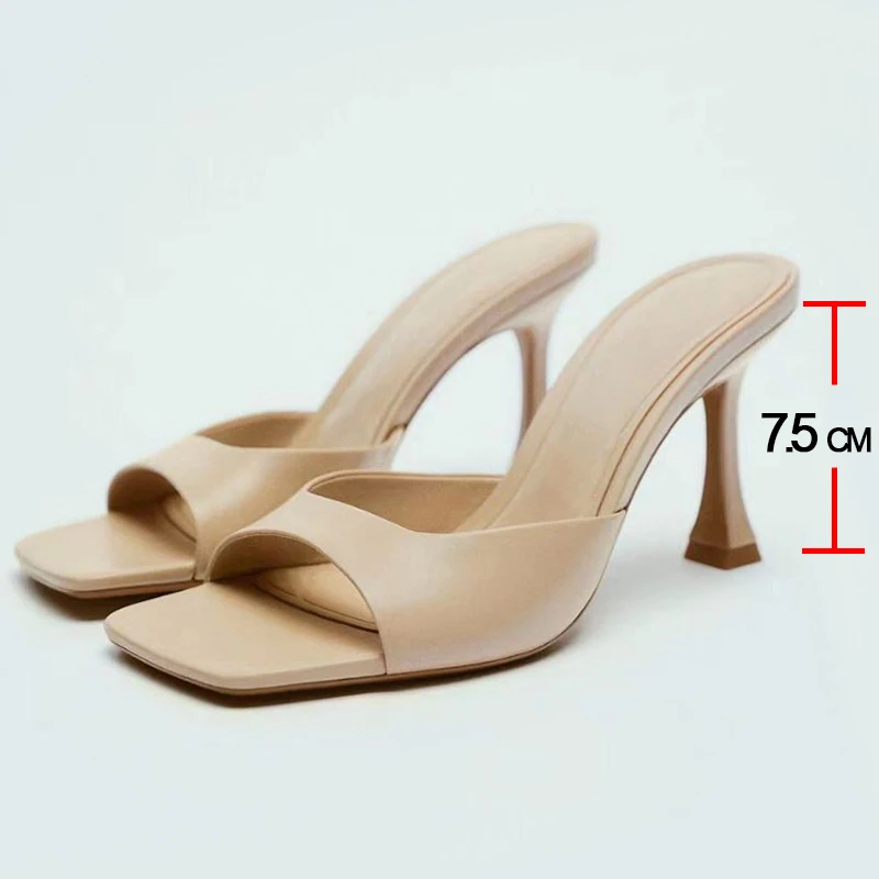 Taoffen 2022 Women High Heel Sandals For Summer Square Toe Ladies Shoes Fashion Chic Ins Style Shoes Footwear Size 34-42