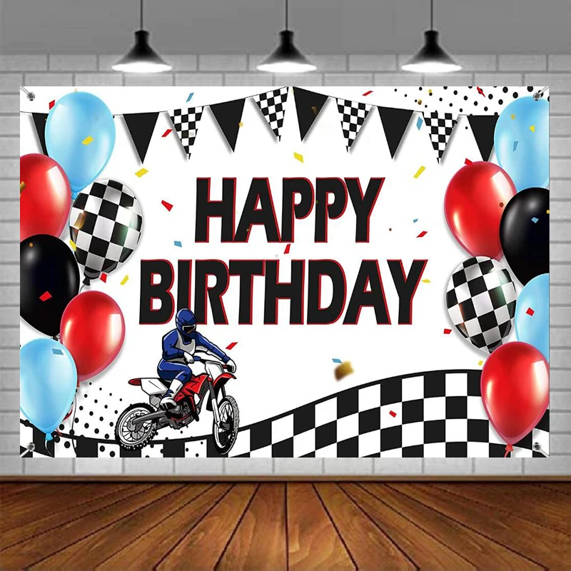 Photography Backdrop Dirt Bike Party Decoration Birthday Racing Party Banner Motocross Supplies Tire Track Background