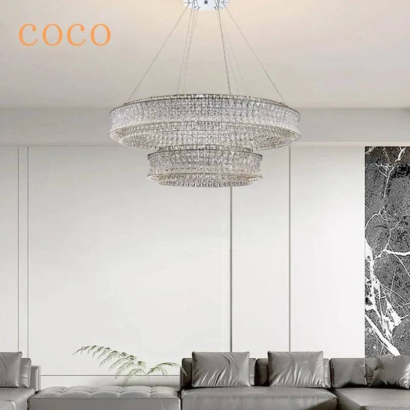 

Postmodern Crystal Chandelier Duplex Villa Living Dining Room Bedroom Led Pendant Lamp Home Decor Hanging LED Light Fixture