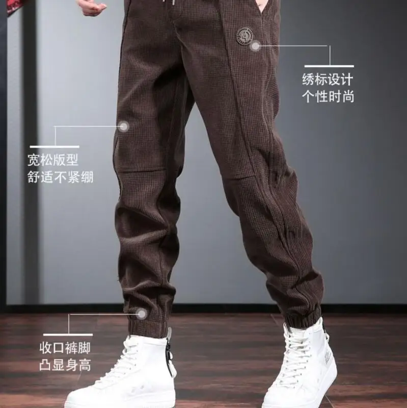 ملابس للرجال رجل السراويل سراويل شتوية Sweatpants السراويل الحرارية الشباب الزي ملابس كاجوال Y2K الملابس موضة الصوف مبطن