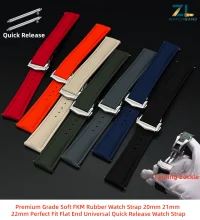 Neue Gebogene Gummi-Uhrenarmbänder 20mm 21mm 22mm Uhrenarmband Schnellverschluss FKM Uhrenarmbänder Armband für Omega für Swatch Herren – Detail 3