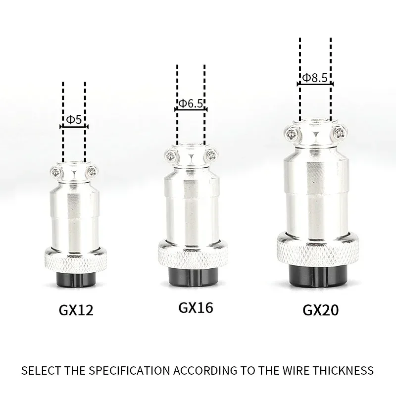 5/10/20 Sets of GX12, GX16, GX20 Waterproof Circular Aviation Plug Sockets, Full Range of 2 To 15 Pins Available