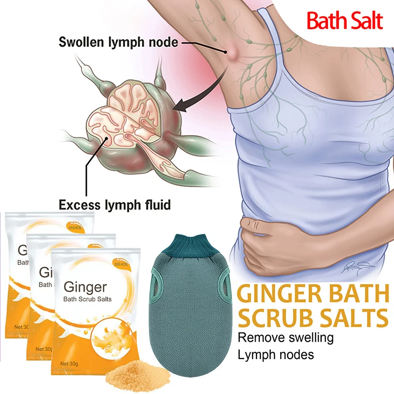 30g Ginger Lymph Bath Salt improves skin reduces lymph swelling dispels cold moisture Bath Salts Bath Supplies free shipping