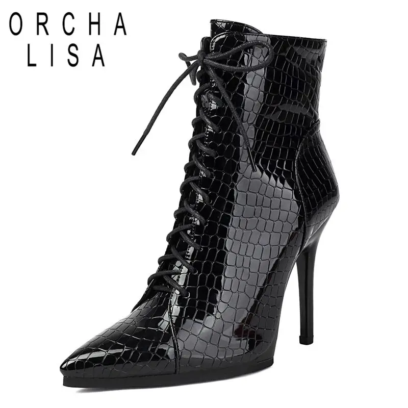 

ORCHA LISA 2025 Новые роскошные женские ботильоны с острым носком, ультравысокие тонкие каблуки 10,5 см, модные короткие ботильоны для свиданий и вечеринок