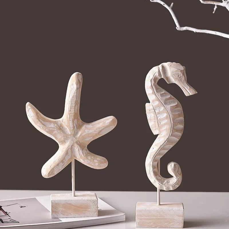 Mediterranean Style Home Decor Starfish Seahorse Seashell Decorations for Living Room Wine Cabinet Ocean Theme Table Centerpiece