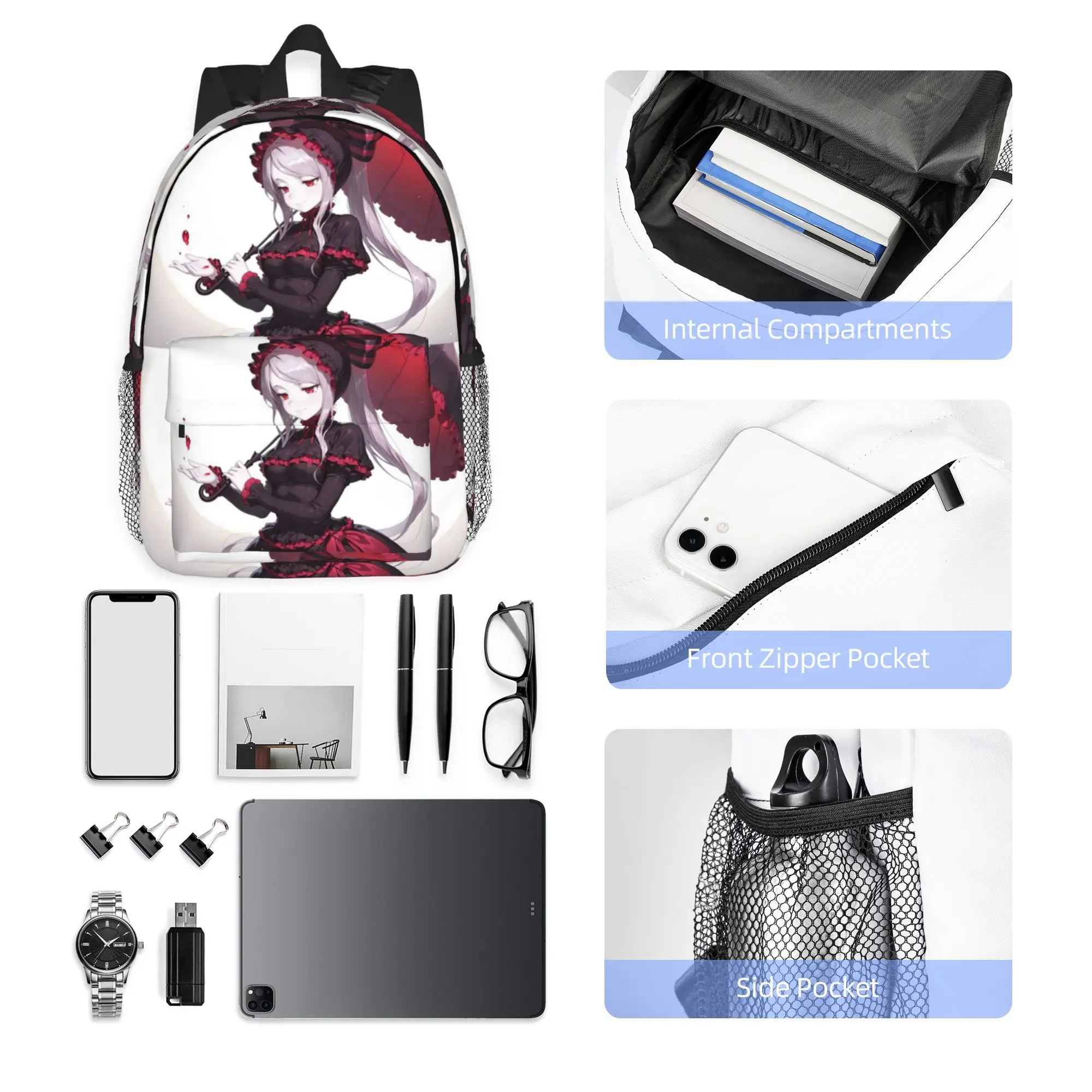 Mochila Anime Overlord Shalltear Bloodfallen, gran oferta, mochila para niños y niñas, bolsos de hombro para hombres y mujeres, mochila escolar