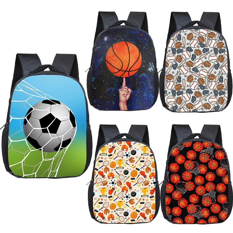 Soccerly Footbally / Volleyball / Basketball Baseball Print Backpack for 2-4 Children Schoolbags Kindergarten Toddler Book Bag