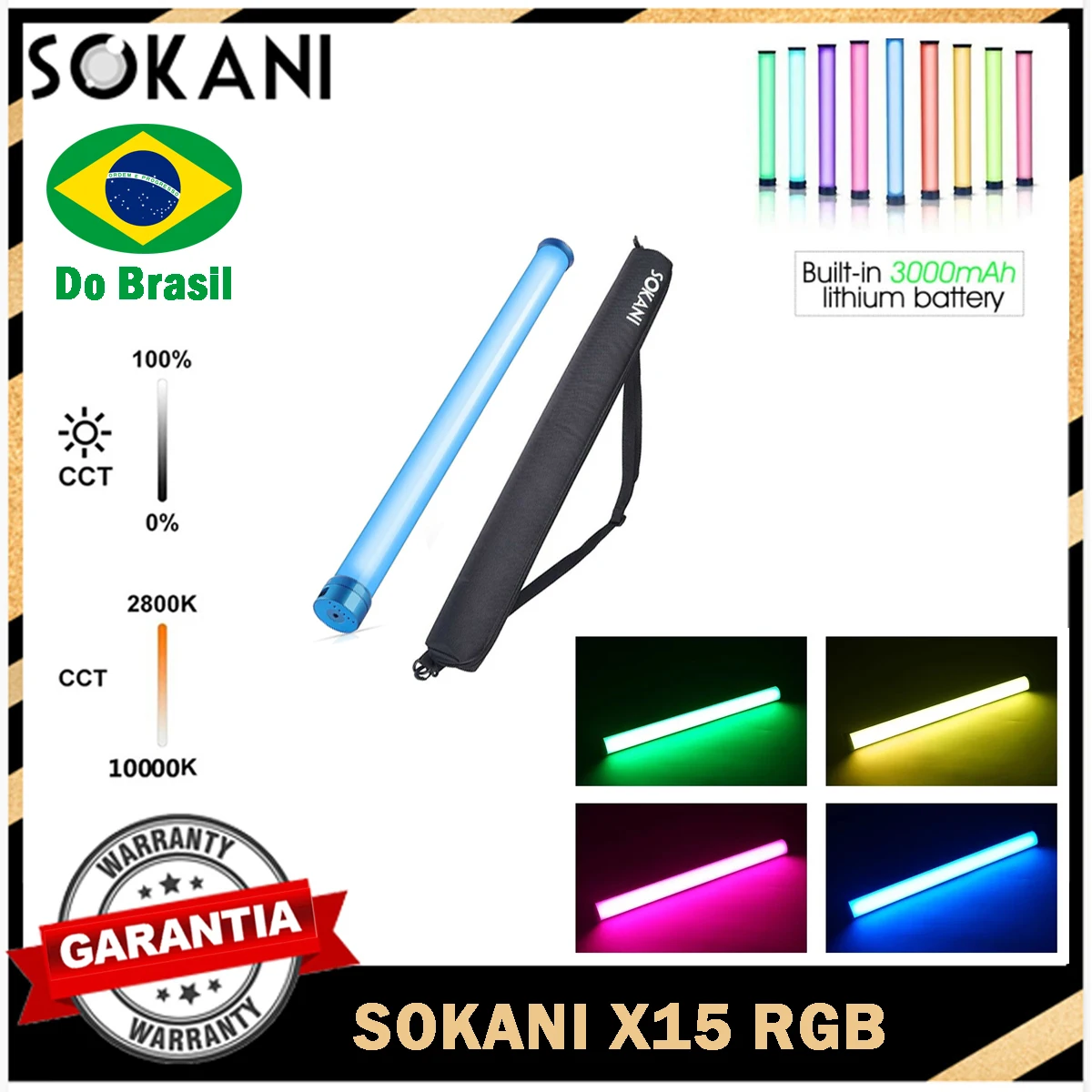 【DO BRASIL】 SOKANI X15 Mini RGB Light Tube Stick LED Photography Light Video Soft Light 3000mAh APP Control for Youtube TikTok