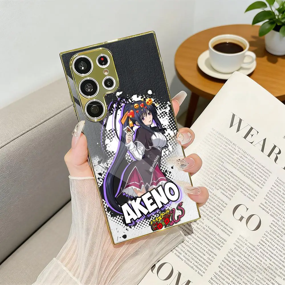 H-Himejima A-Akeno Phone Case Luxury Electroplated Metal Frame Phone Case for Samsung S25 S24 S23 Ultra Slim Cover