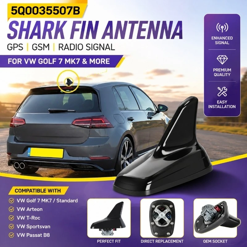 5Q0035507B Shark Fin Roof Antenna For VW Golf 7 MK7 Arteon T-Roc Sportsvan Passat B8 GPS GSM Radio Signal Aerial Cover Tuning