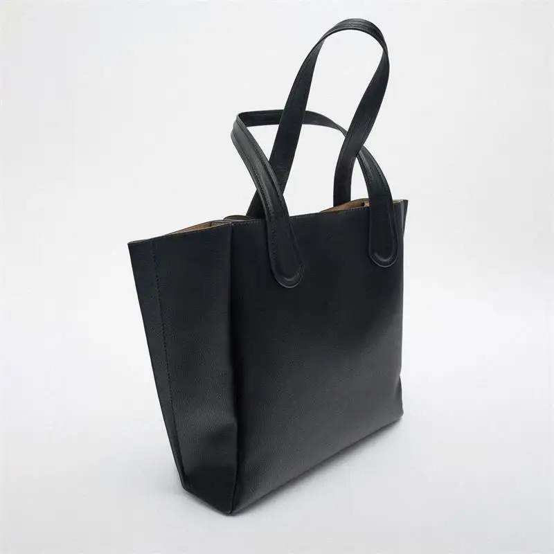 Bolso de compras negro básico de gran capacidad para mujer, bolso de mano, bolso de hombro de moda, bolsos cruzados para mujer, novedad de verano