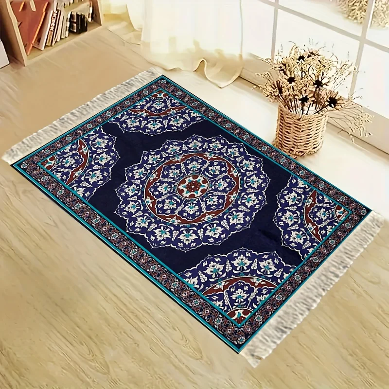 VIKAMA Persian Floral Vintage Prayer Rug Portable Single-Person Prayer Mat Suitable for Indoor and Outdoor Pilgrimage Activities
