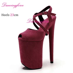 Dancyforce Baby Pink 9 pollici/23cm Pole Dance Shoes Suede Platform Party tacchi alti Stripper Heel sandali moderni donna