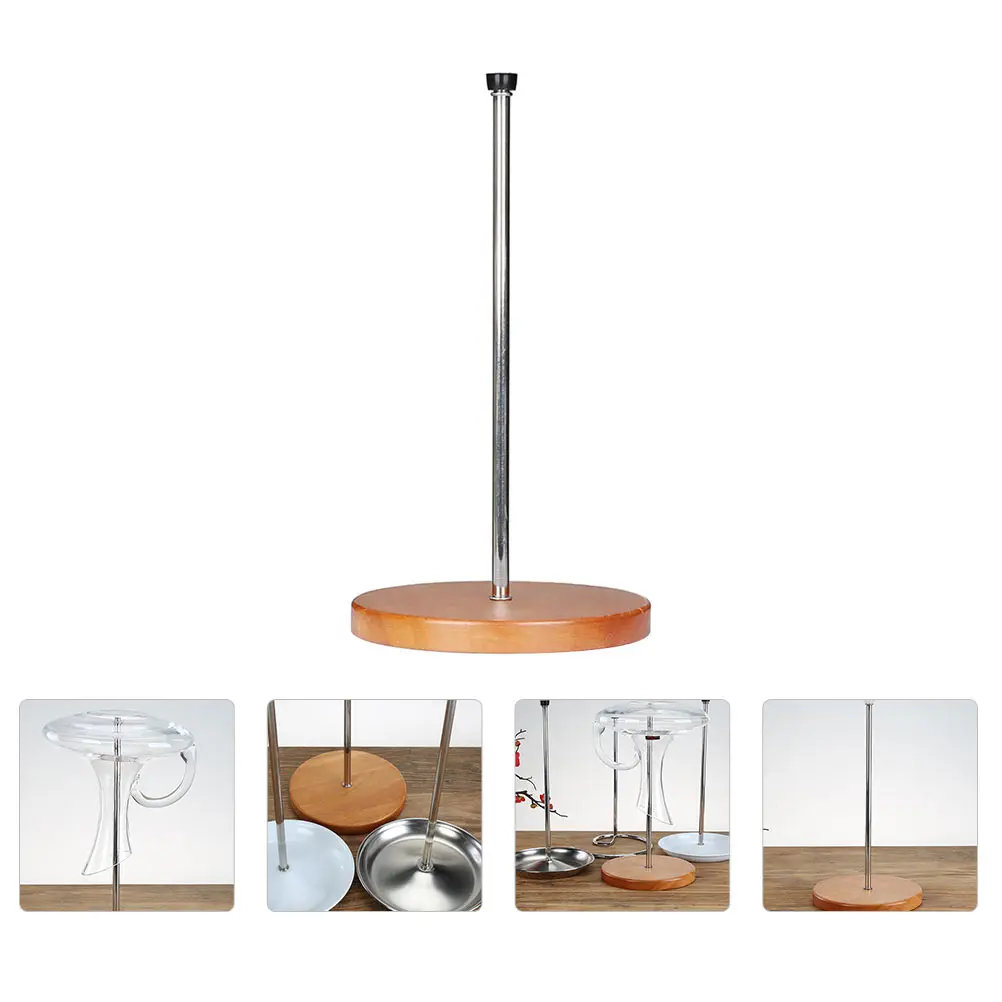 

Wood Base Decanter Drying St Rack for Countertop Carafe Silver Color Sturdy Home Bar Hotel Restaurant