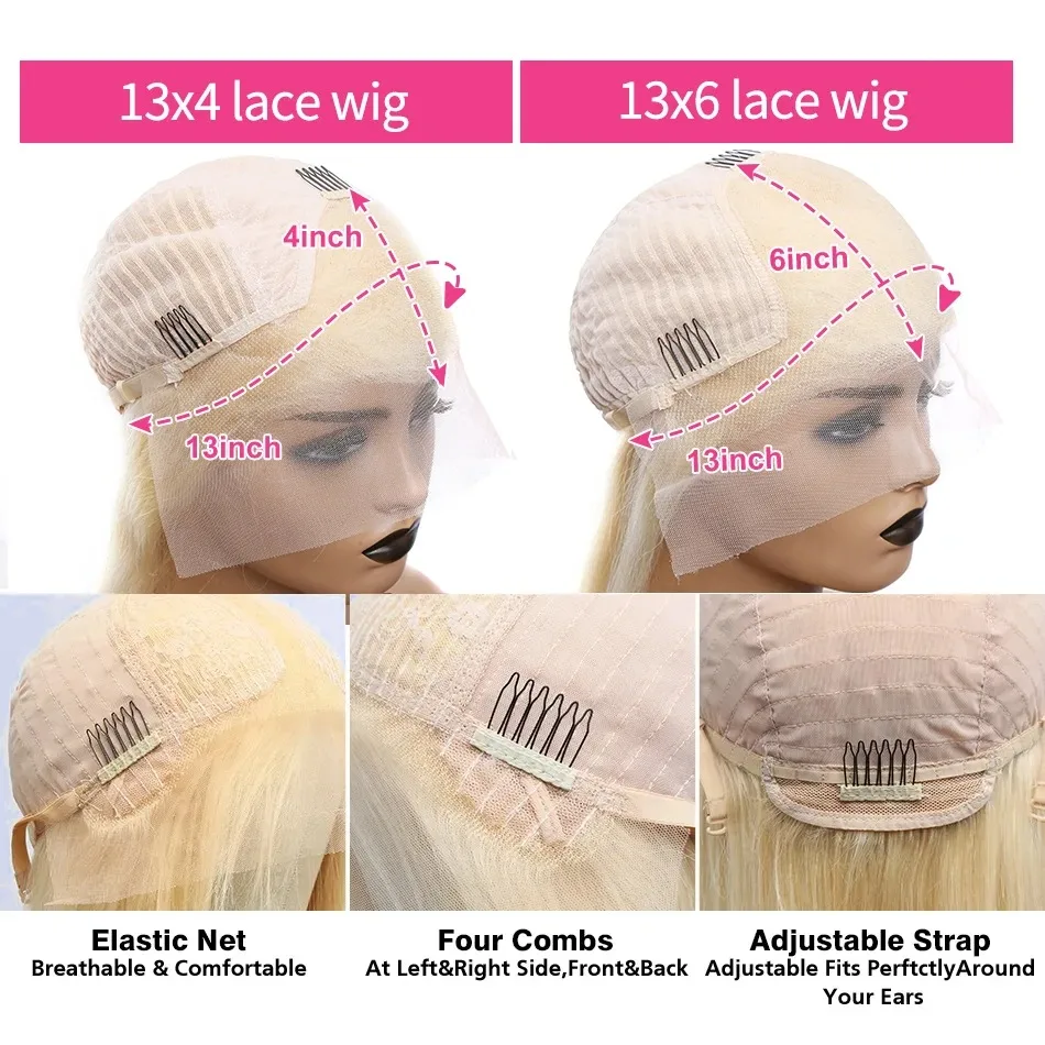 250 density 13x4 Lace Front Human Hair Body Wave 30 40 Inch 613 Blonde 13x6 Lace Frontal Wig Brazilian For Black Women