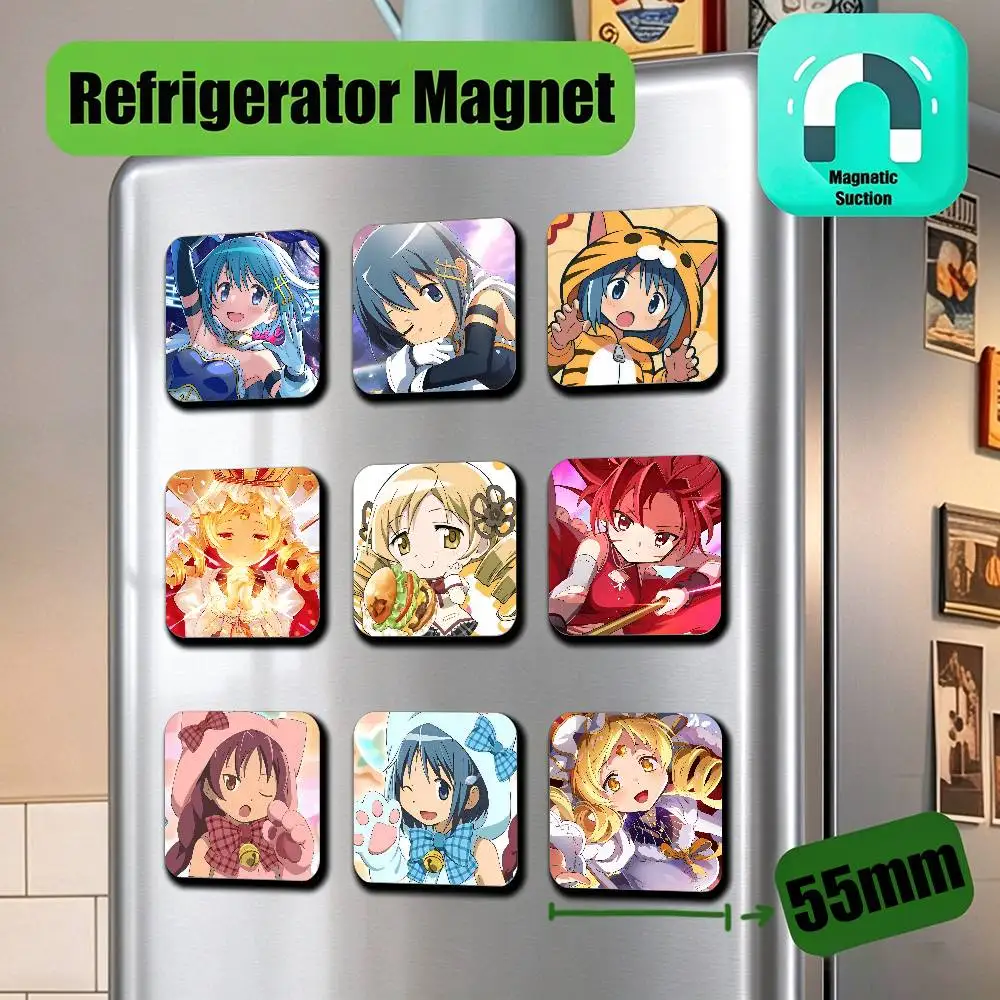 For Puella Magi Madoka Magica Fridge Magnetic Metal Icebox Cabinet Custom Refrigerator Magnets Decoration Gift