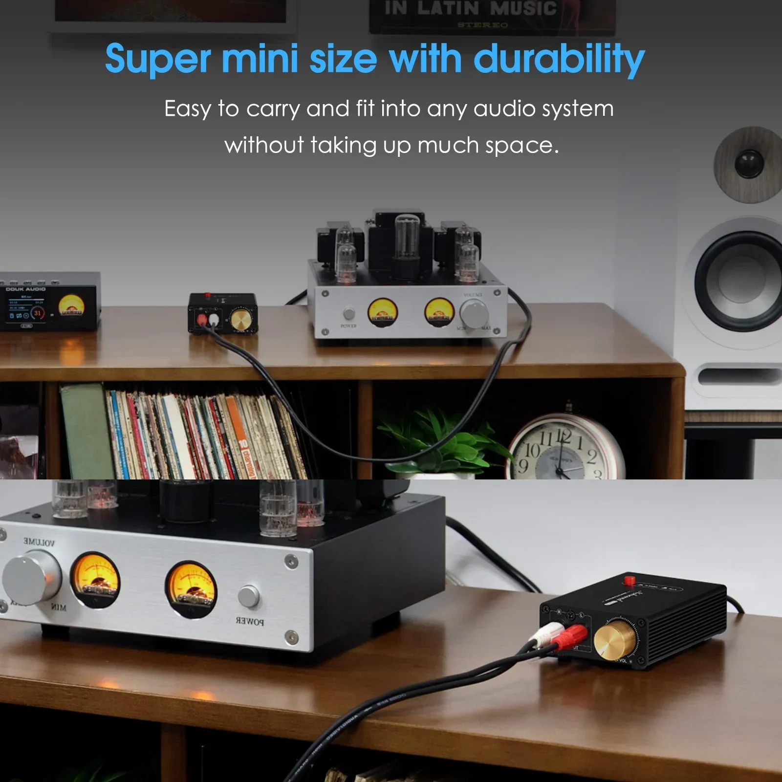 Douk Audio L1MINI 미니 스테레오 라인 레벨 부스터 앰프, 오디오 프리앰프, 20dB 게인 및 볼륨 조절