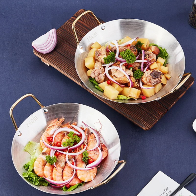 1pc Padella A Nido D'ape In Acciaio Inox Antiaderente Con Manico Resistente Ai Graffi Cottura Pasta Bistecca Porridge Ramen