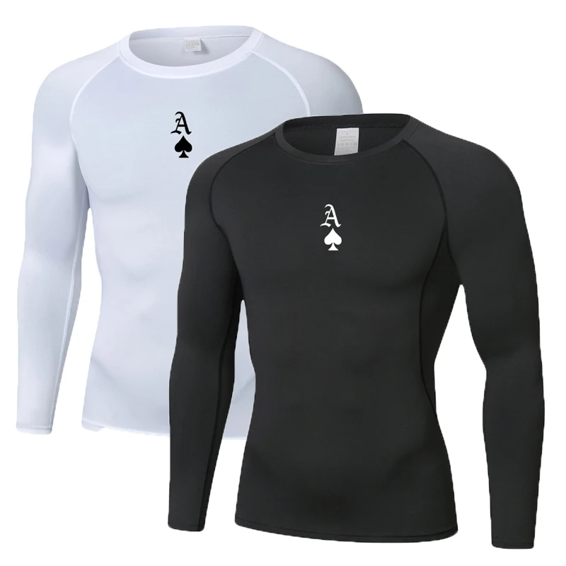 

Men's fitness suit basketball base elite long sleeved running traininghigh elasticityquick drying solid color longsleeved shirt