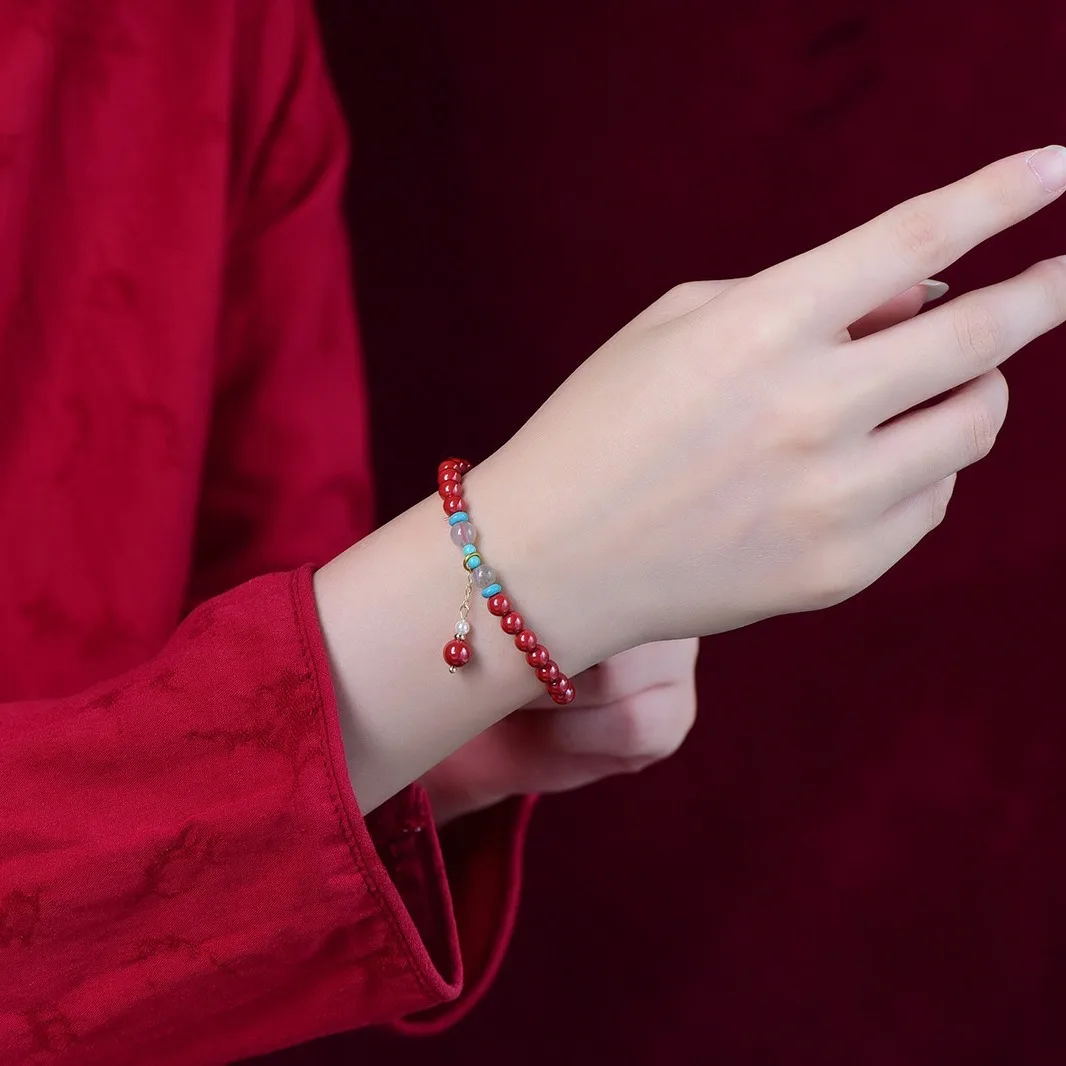 

Дизайн браслета из тонкого императорского песка киновари для женщин, подарок на год зодиака, 5 м Lucky